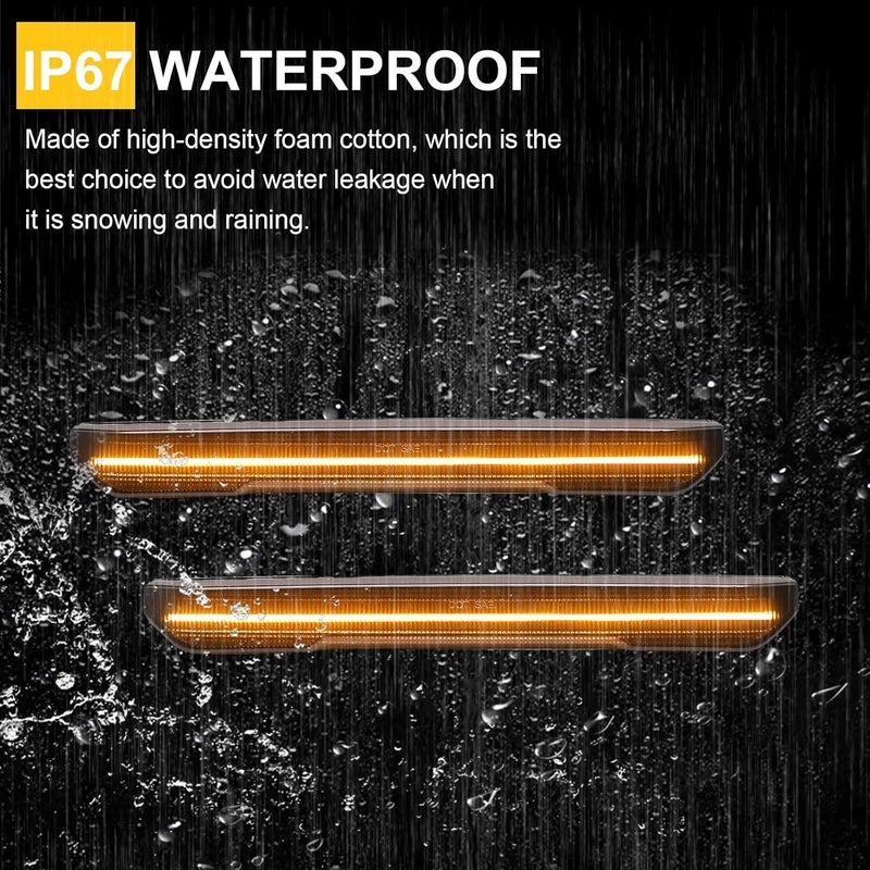 Mynoway 4 PCS LED Side Marker Light Replacement For Sierra 2500HD 3500HD 2020-2025, Front & Rear Side Marker Lamp Assembly Kit Smoked Lens Replace OEM# 84806032, 84185031 Amber LED Side Fender Lamp - Image 4